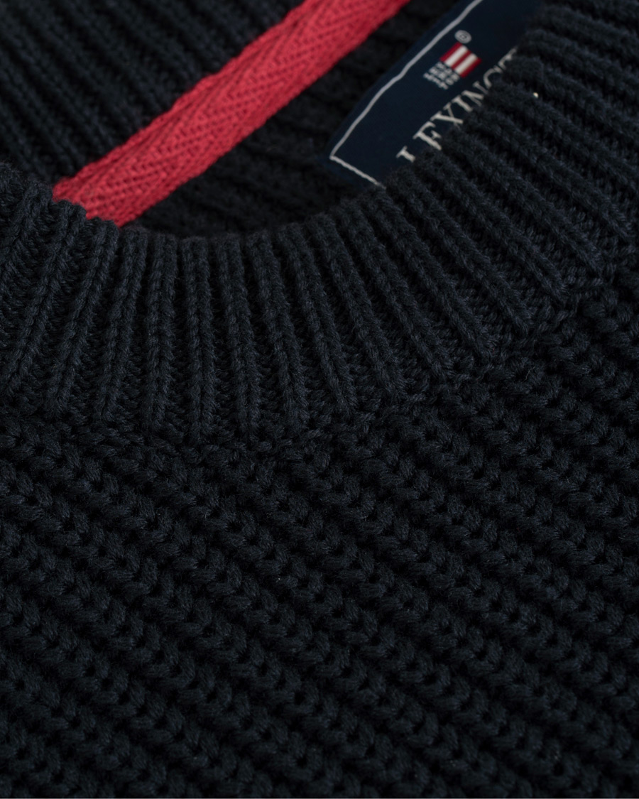 Heren | Truien | Lexington | Herman Ribbed Crew Neck Deep Marine Blue
