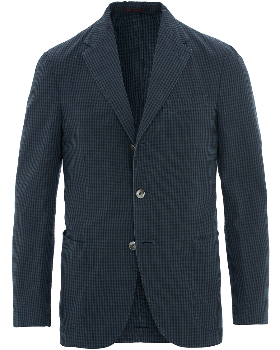 Heren | Blazers | The Gigi | Art Tonal Micro Check Blazer Dark Blue