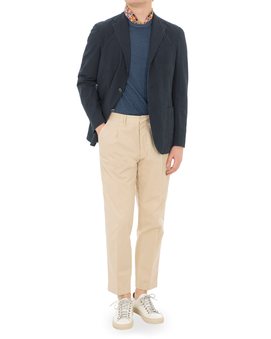 Heren | Blazers | The Gigi | Art Tonal Micro Check Blazer Dark Blue