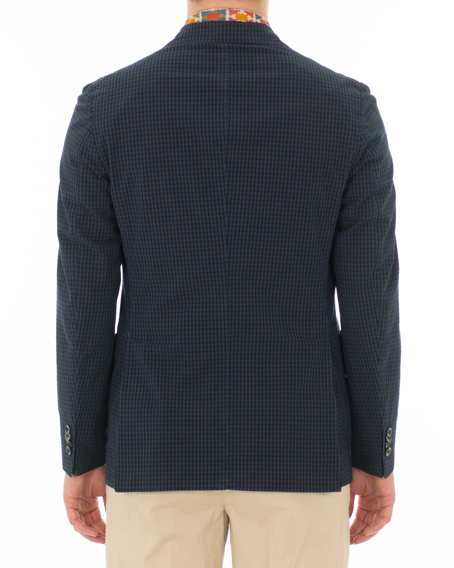 Heren | Blazers | The Gigi | Art Tonal Micro Check Blazer Dark Blue