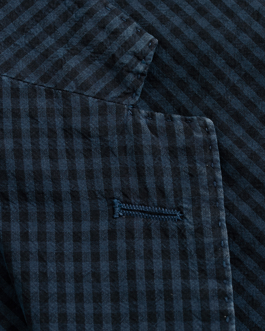 Heren | Blazers | The Gigi | Art Tonal Micro Check Blazer Dark Blue