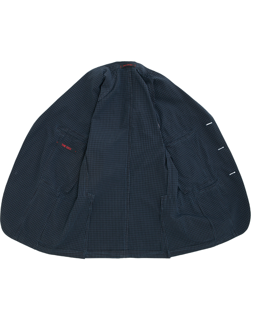 Heren | Blazers | The Gigi | Art Tonal Micro Check Blazer Dark Blue