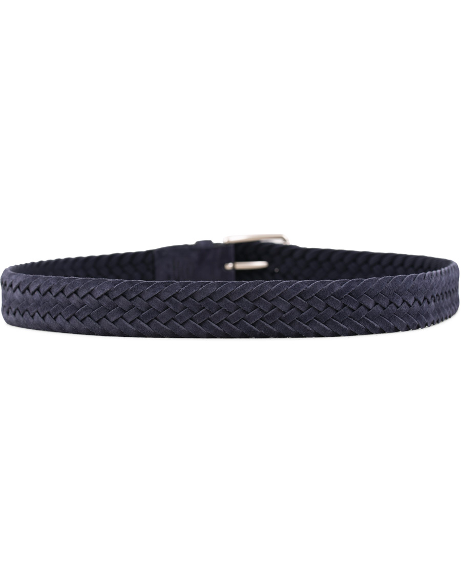 Heren | Tod's Intreccio Woven Belt Midnight Blue Suede | Tod's | Intreccio Woven Belt Midnight Blue Suede