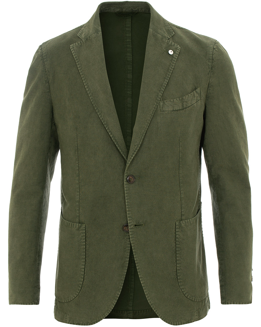 Heren | Blazers | L.B.M. 1911 | Jack Regular Fit Linen Blazer Military Green