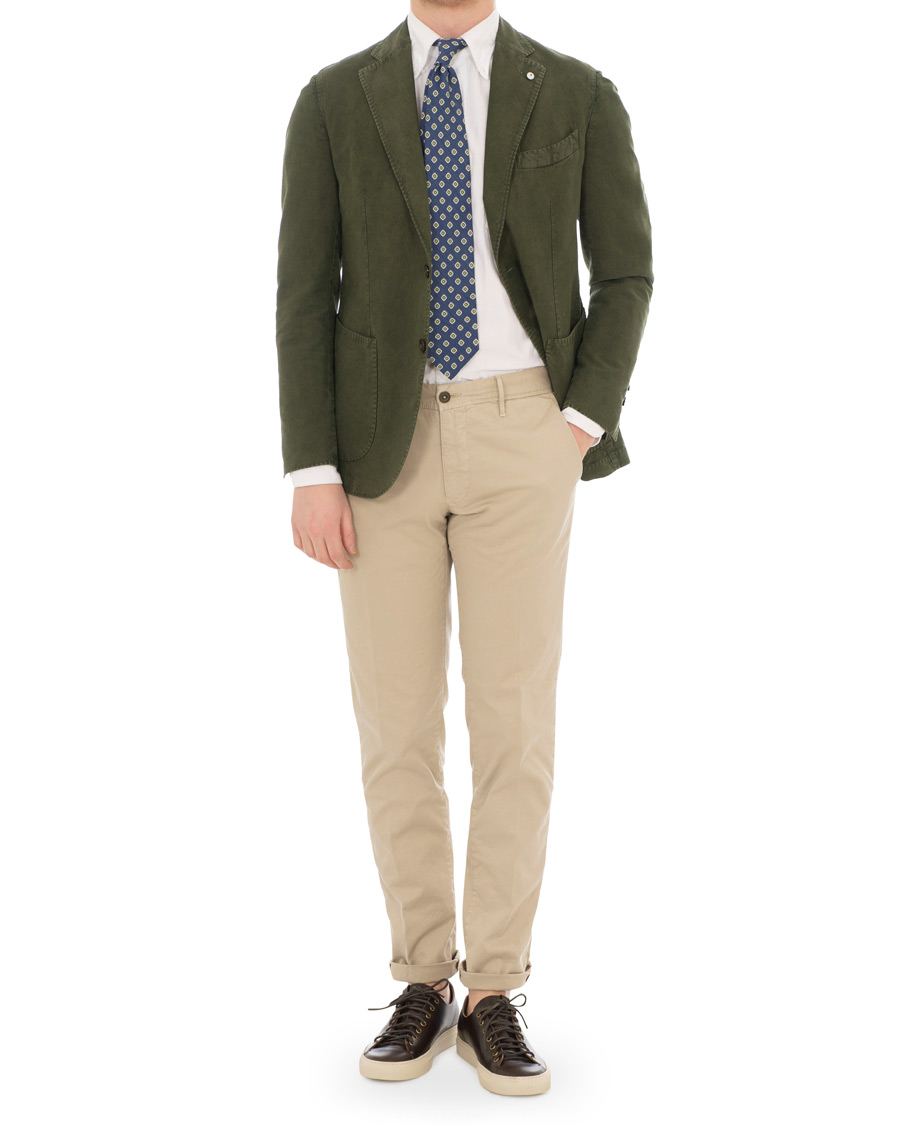 Heren | Blazers | L.B.M. 1911 | Jack Regular Fit Linen Blazer Military Green