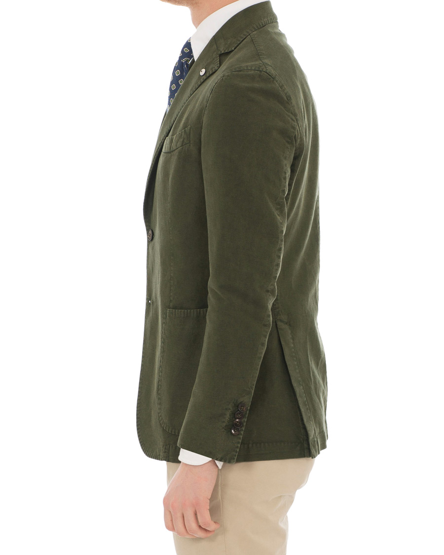 Heren | Blazers | L.B.M. 1911 | Jack Regular Fit Linen Blazer Military Green