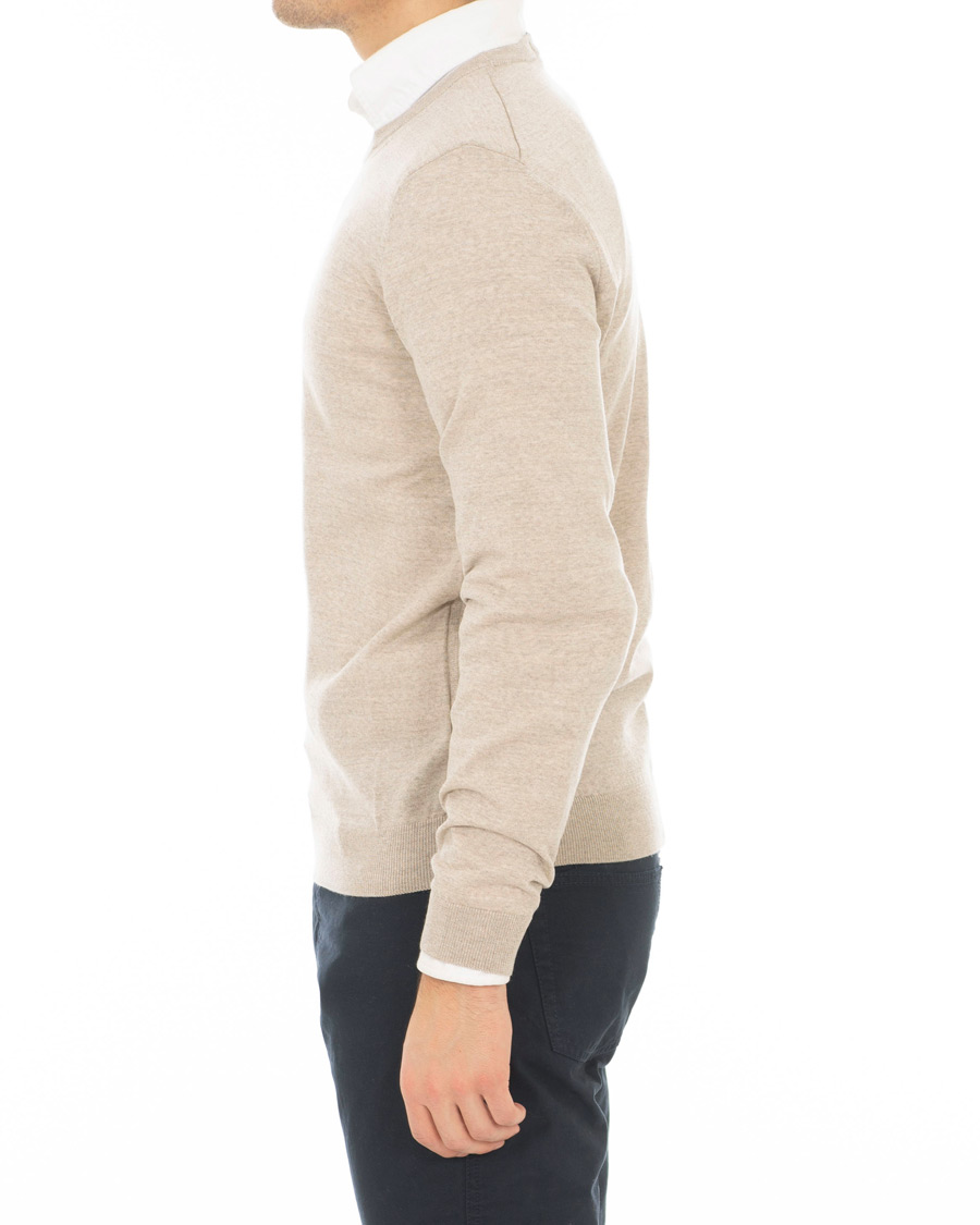 Heren | Truien | BOSS BLACK | BOSS Leno Merino Wool Crew Neck Pullover Beige