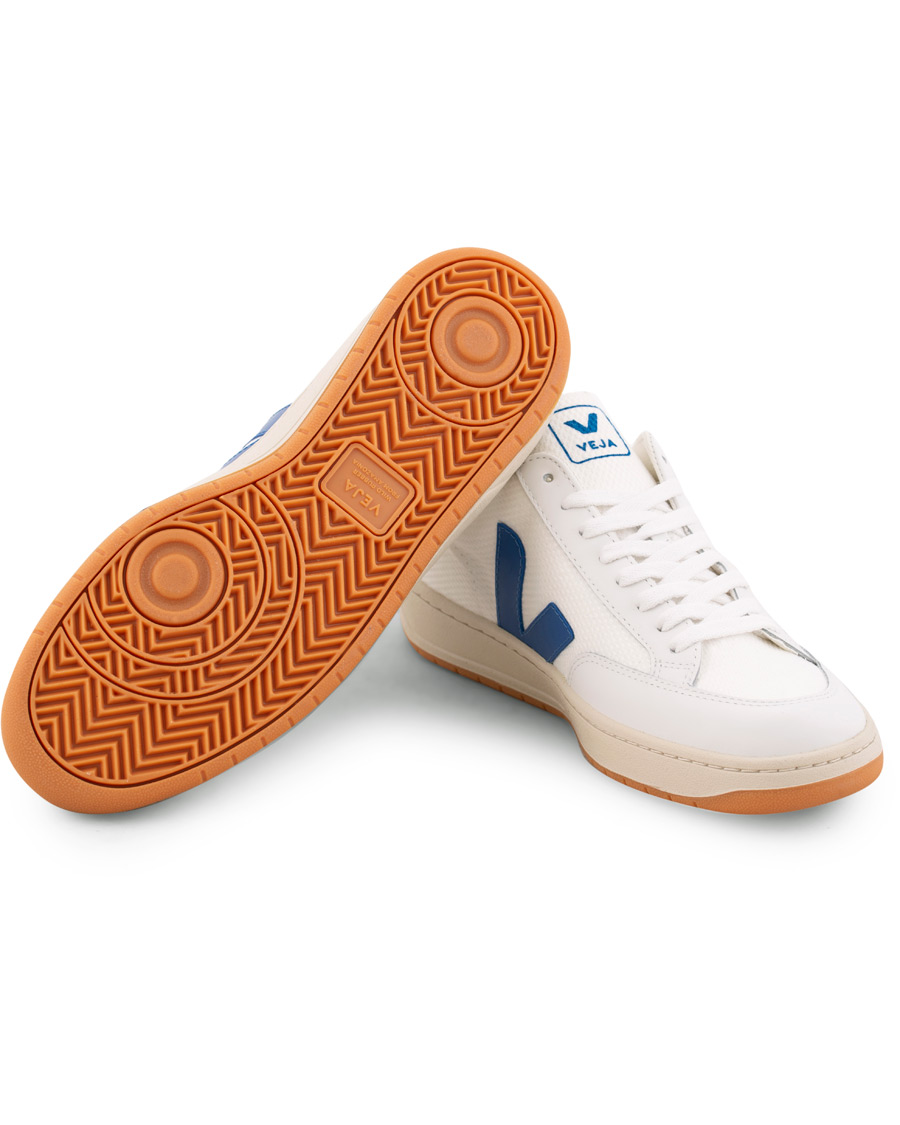 Heren | Veja V-12 Mesh Sneaker White/Indigo/Orange/Flou | Veja | V-12 Mesh Sneaker White/Indigo/Orange/Flou