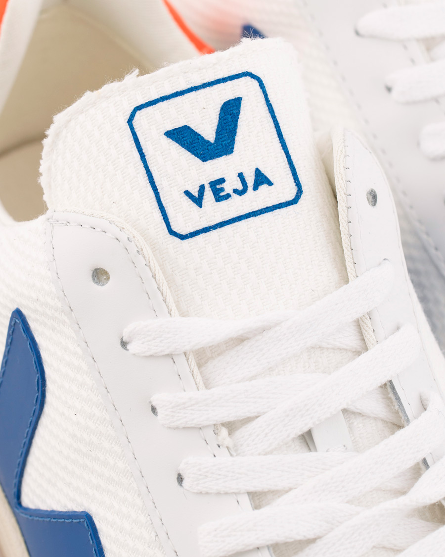 Heren | Veja V-12 Mesh Sneaker White/Indigo/Orange/Flou | Veja | V-12 Mesh Sneaker White/Indigo/Orange/Flou