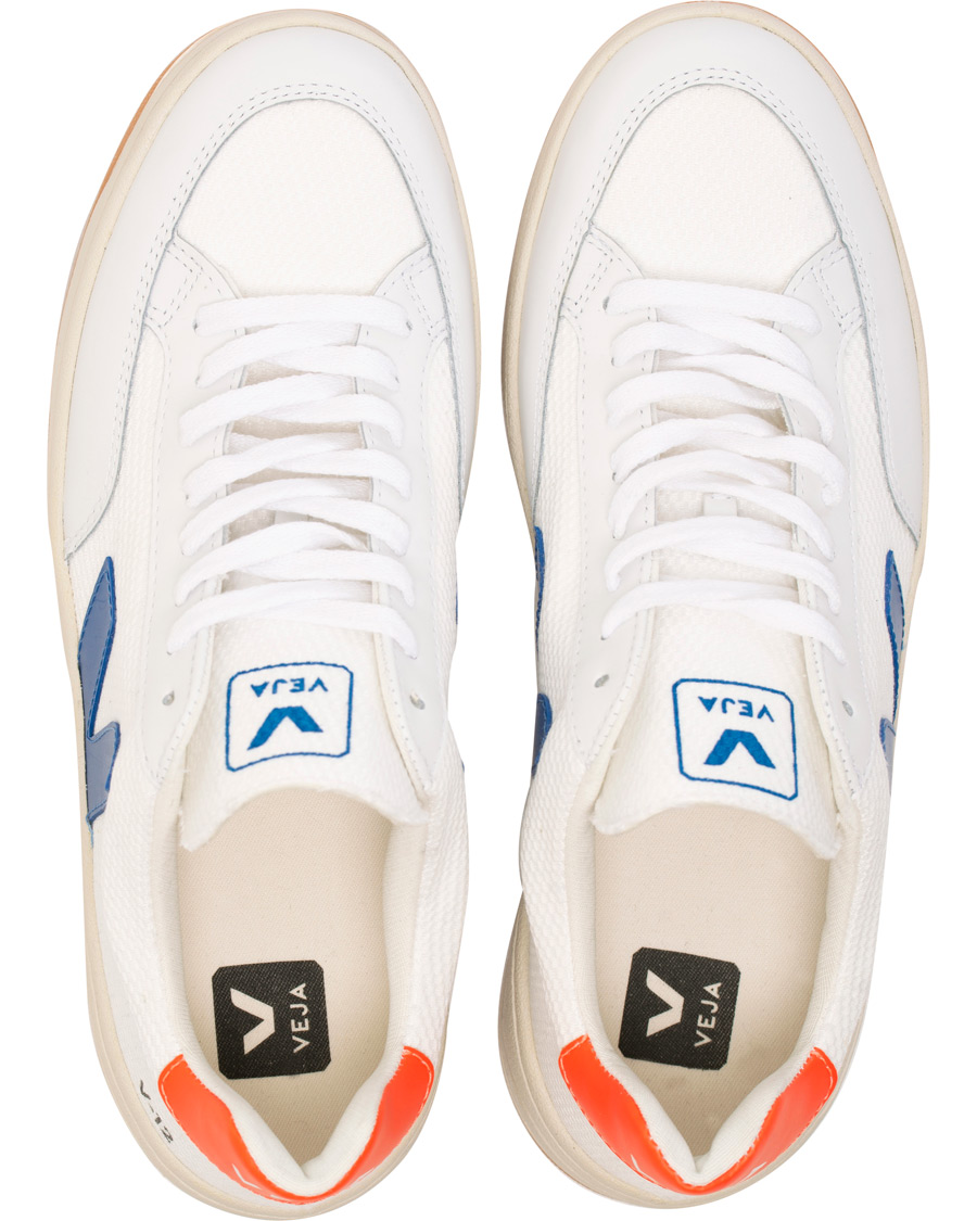 Heren | Veja V-12 Mesh Sneaker White/Indigo/Orange/Flou | Veja | V-12 Mesh Sneaker White/Indigo/Orange/Flou