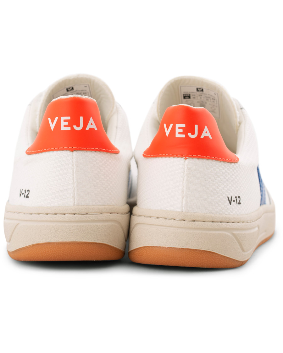Heren | Veja V-12 Mesh Sneaker White/Indigo/Orange/Flou | Veja | V-12 Mesh Sneaker White/Indigo/Orange/Flou