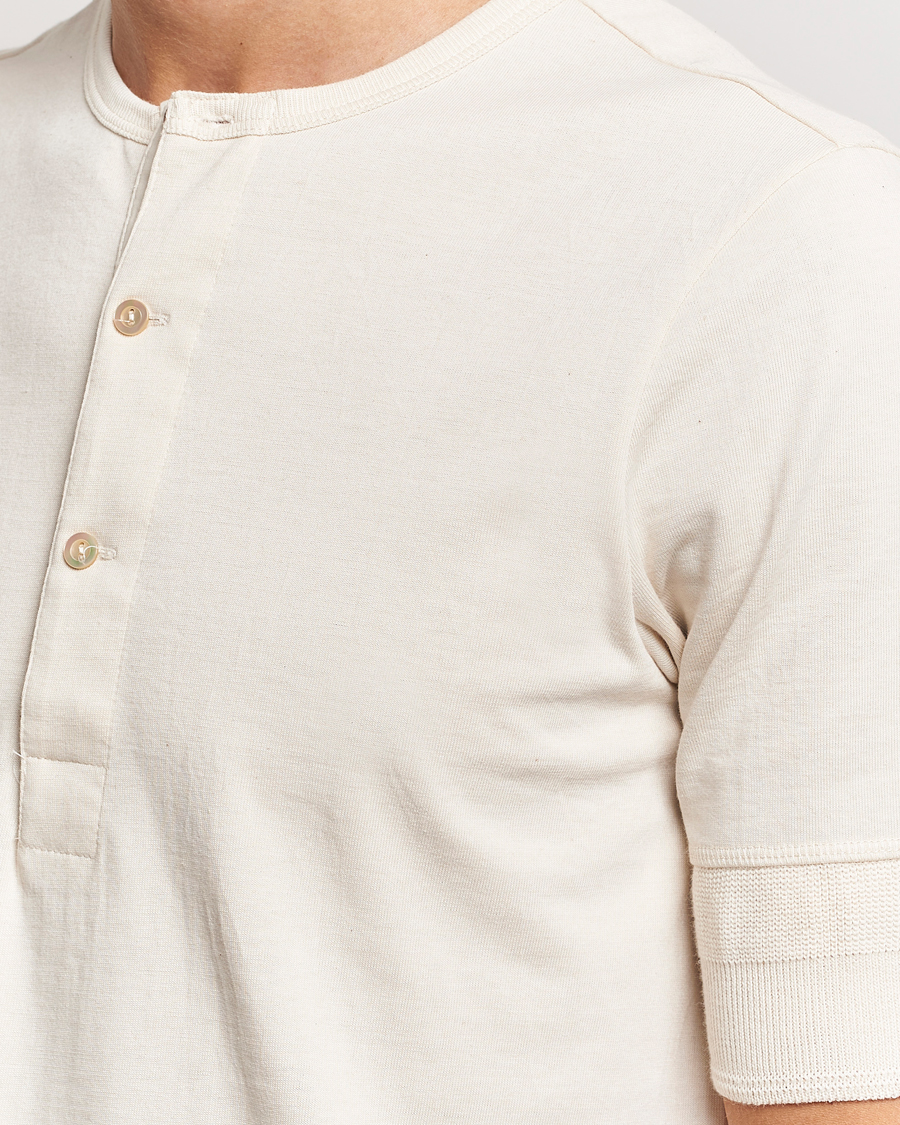 Heren | Truien | Merz b. Schwanen | Short Sleeve Organic Cotton Henley Nature