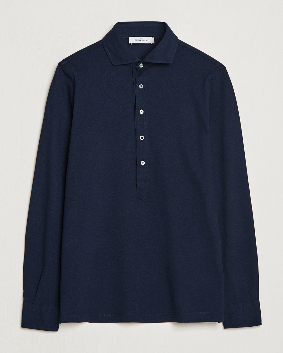 Heren | Overhemden | Gran Sasso | Popover Shirt Navy