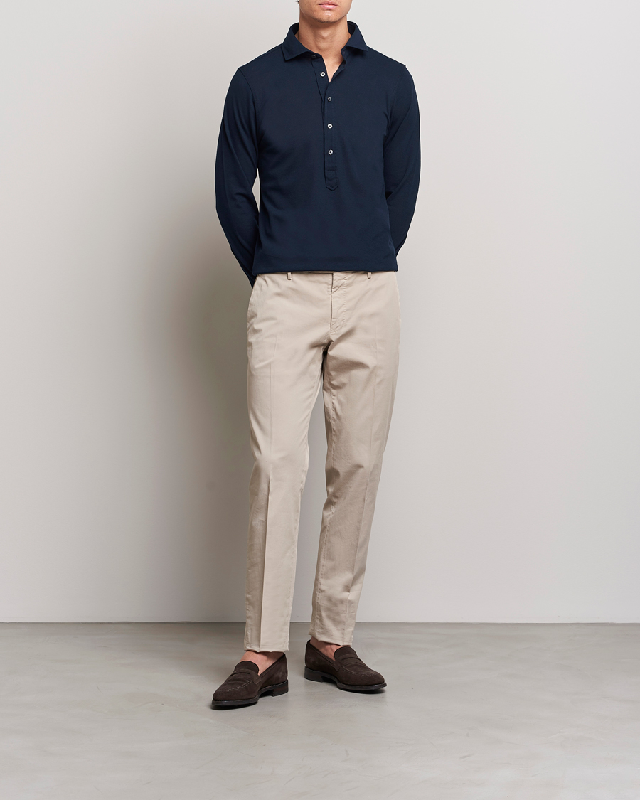 Heren | Overhemden | Gran Sasso | Popover Shirt Navy