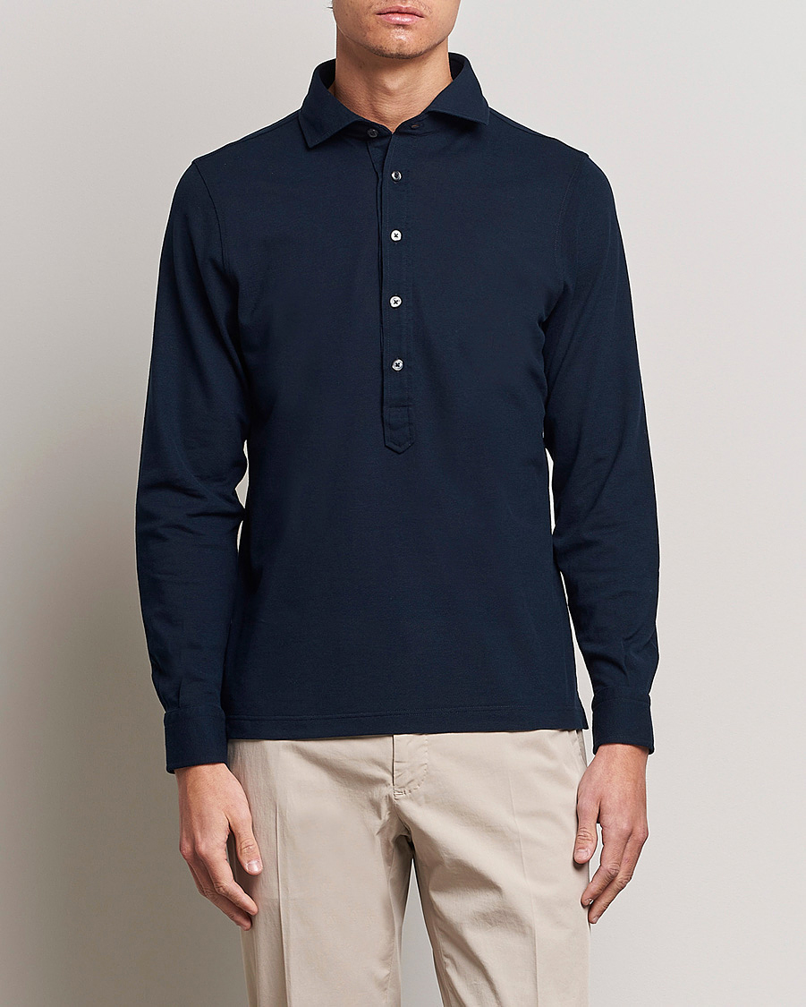 Heren | Overhemden | Gran Sasso | Popover Shirt Navy
