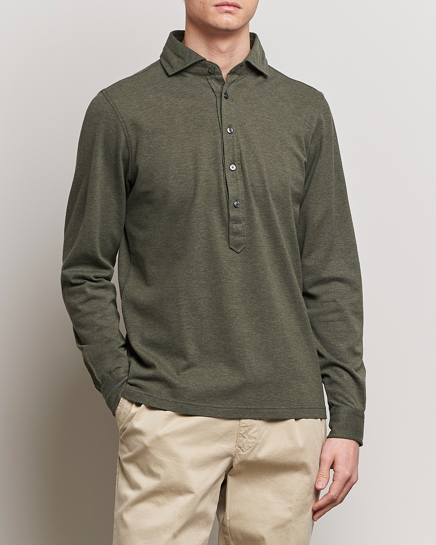 Heren | Overhemden | Gran Sasso | Popover Shirt Olive