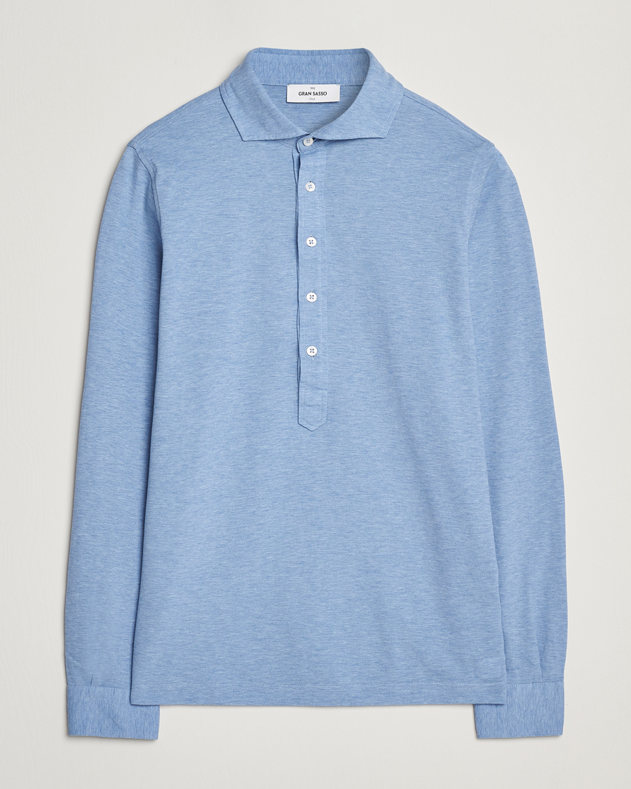 Heren | Overhemden | Gran Sasso | Popover Shirt Light Blue