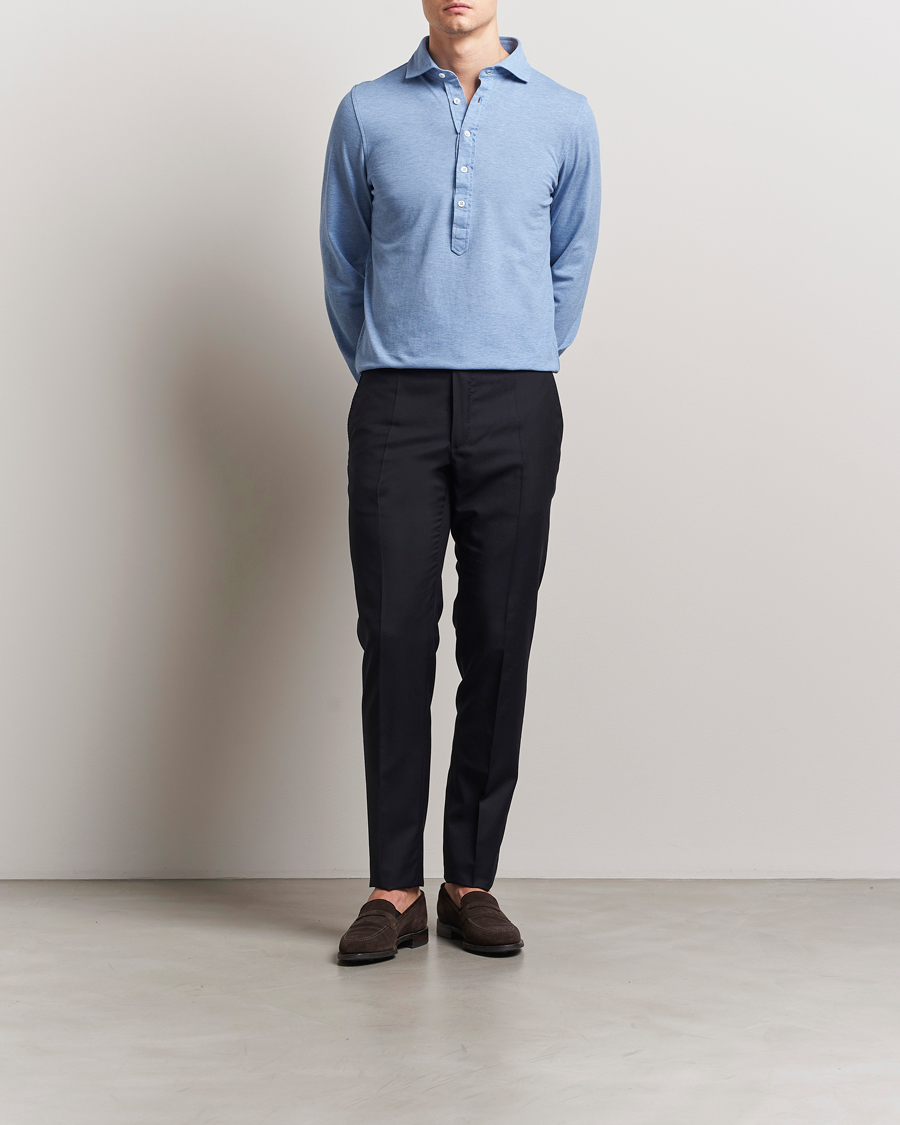 Heren | Overhemden | Gran Sasso | Popover Shirt Light Blue