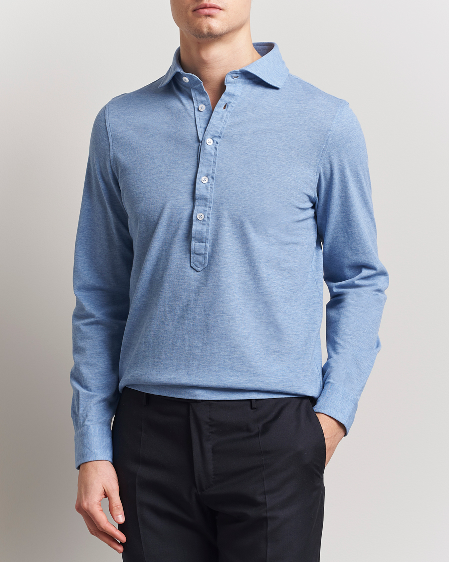 Heren | Overhemden | Gran Sasso | Popover Shirt Light Blue