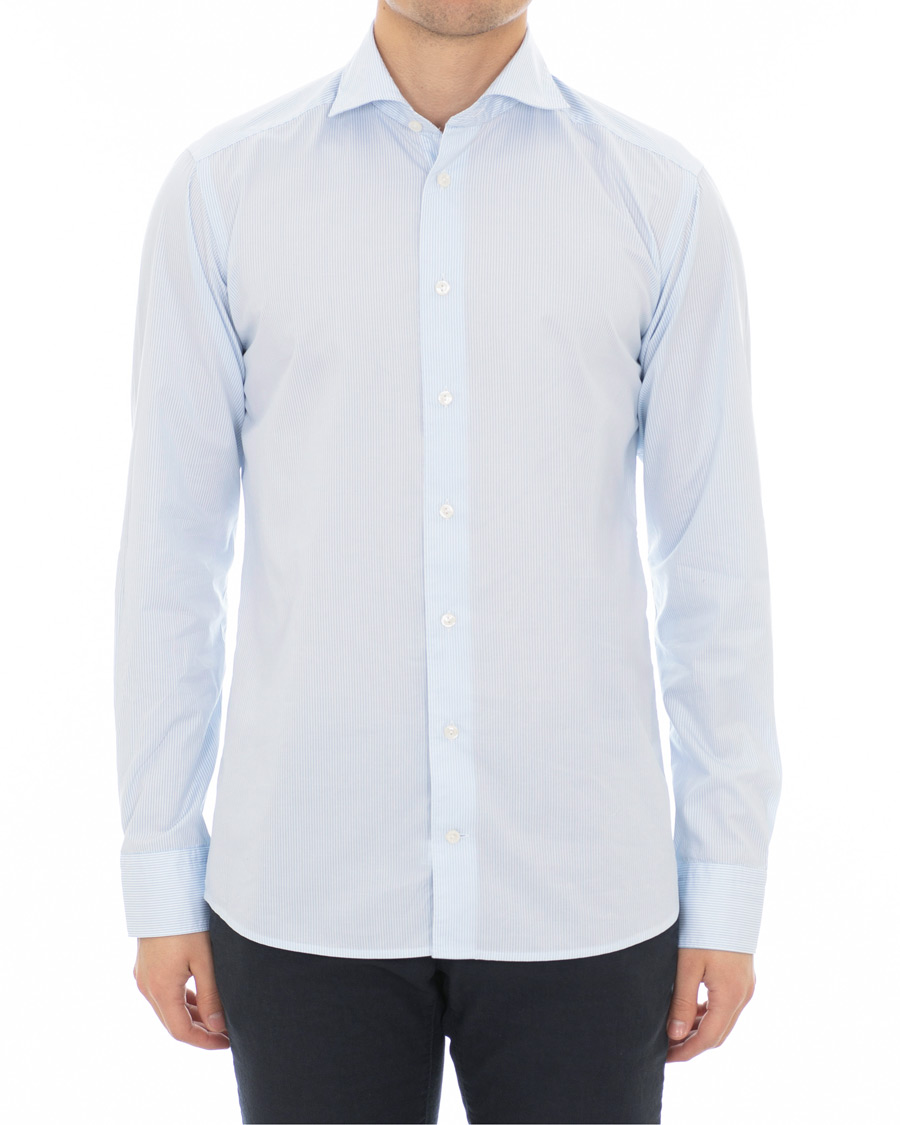 Heren | Overhemden | Eton | Slim Fit Lightweight Stripe Extreme Cutaway Blue