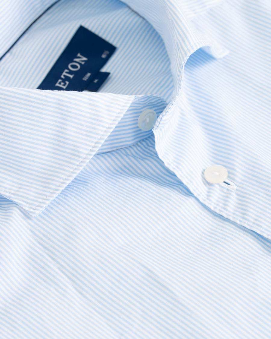 Heren | Overhemden | Eton | Slim Fit Lightweight Stripe Extreme Cutaway Blue