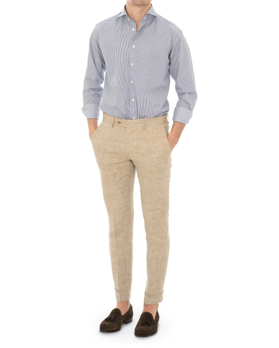 Heren | Overhemden | Eton | Slim Fit Lightweight Stripe Extreme Cutaway Blue
