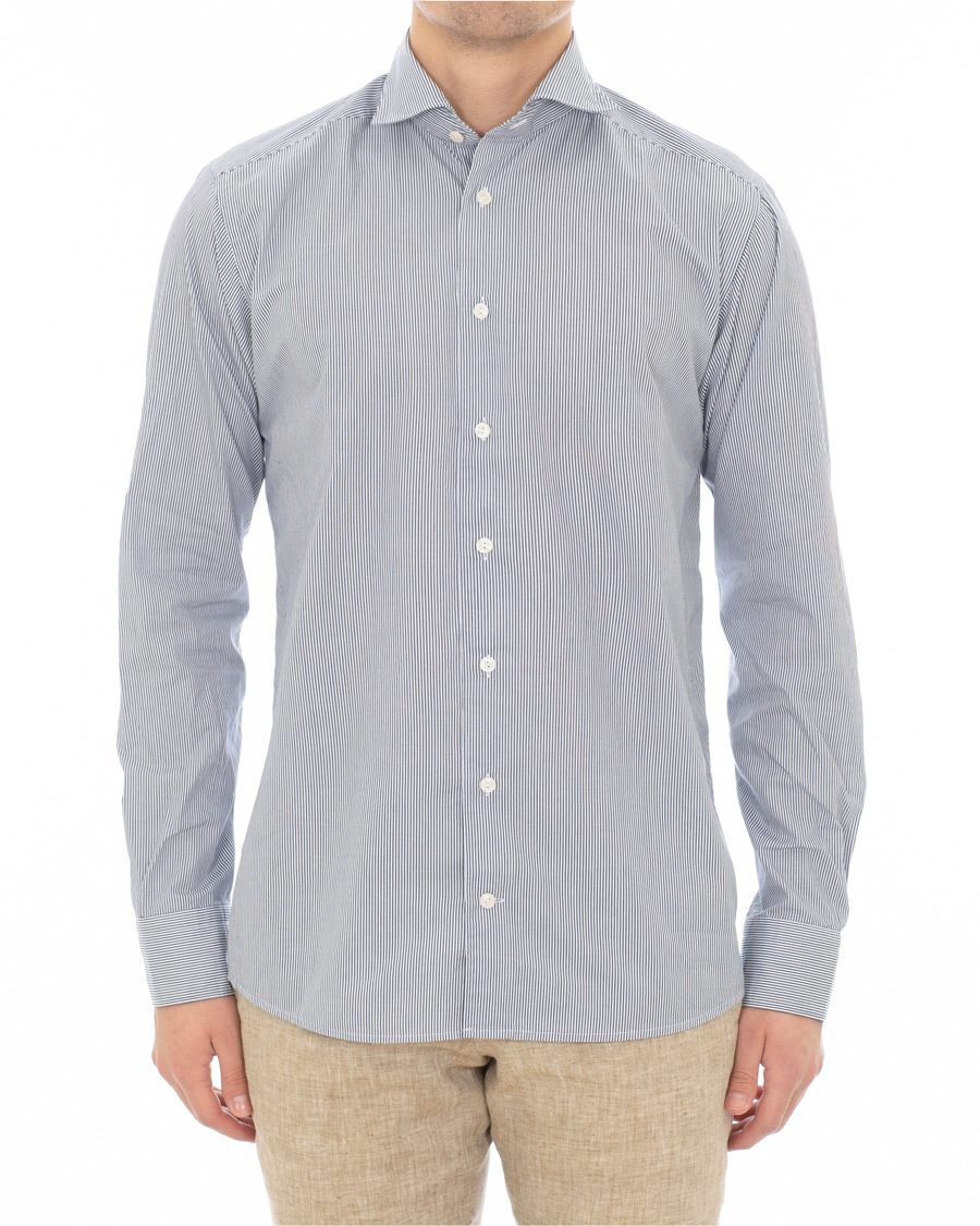 Heren | Overhemden | Eton | Slim Fit Lightweight Stripe Extreme Cutaway Blue