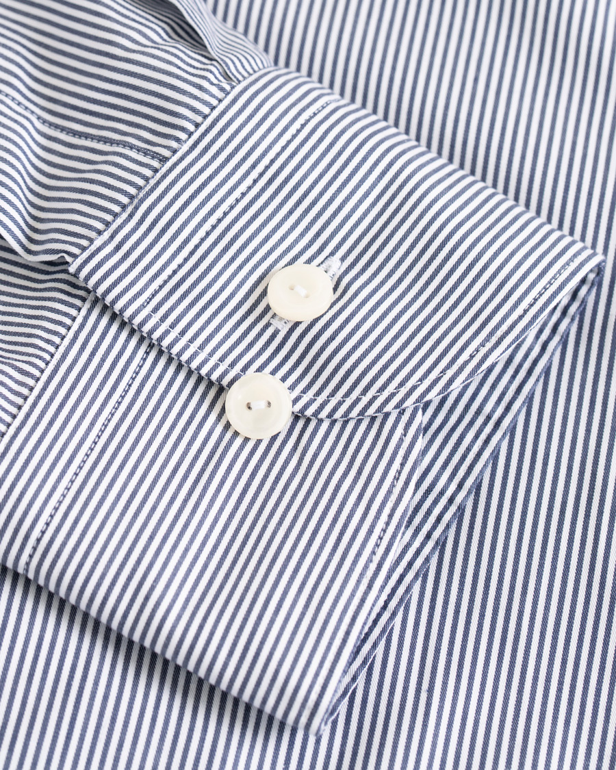 Heren | Overhemden | Eton | Slim Fit Lightweight Stripe Extreme Cutaway Blue