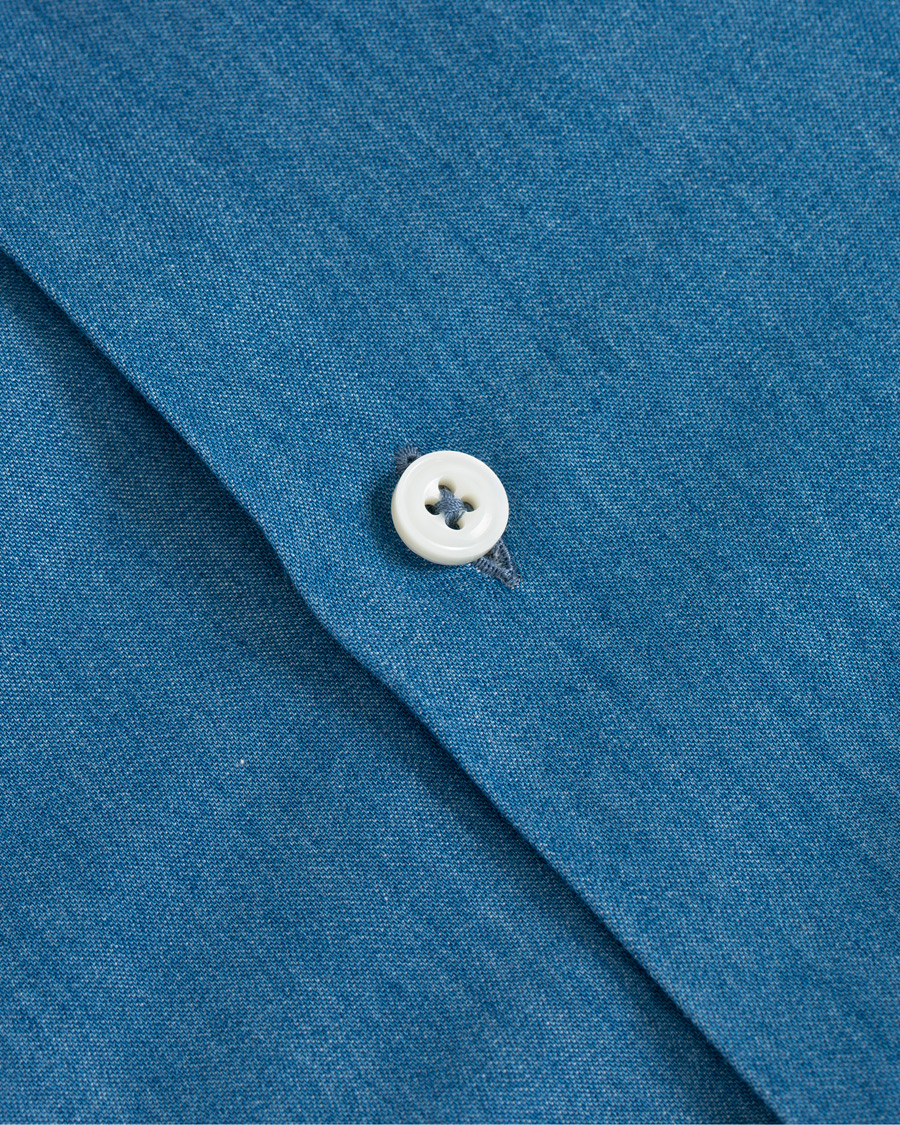Heren | Overhemden | Berg&Berg | Francis Handmade Spread Collar Cotton Shirt Denim