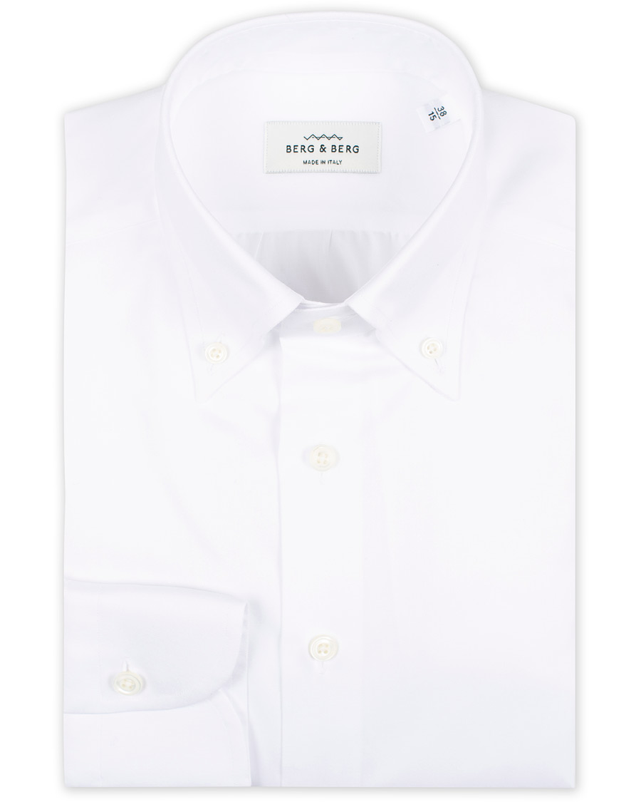 Heren | Overhemden | Berg&Berg | Frithof Handmade Button Down Cotton Shirt White