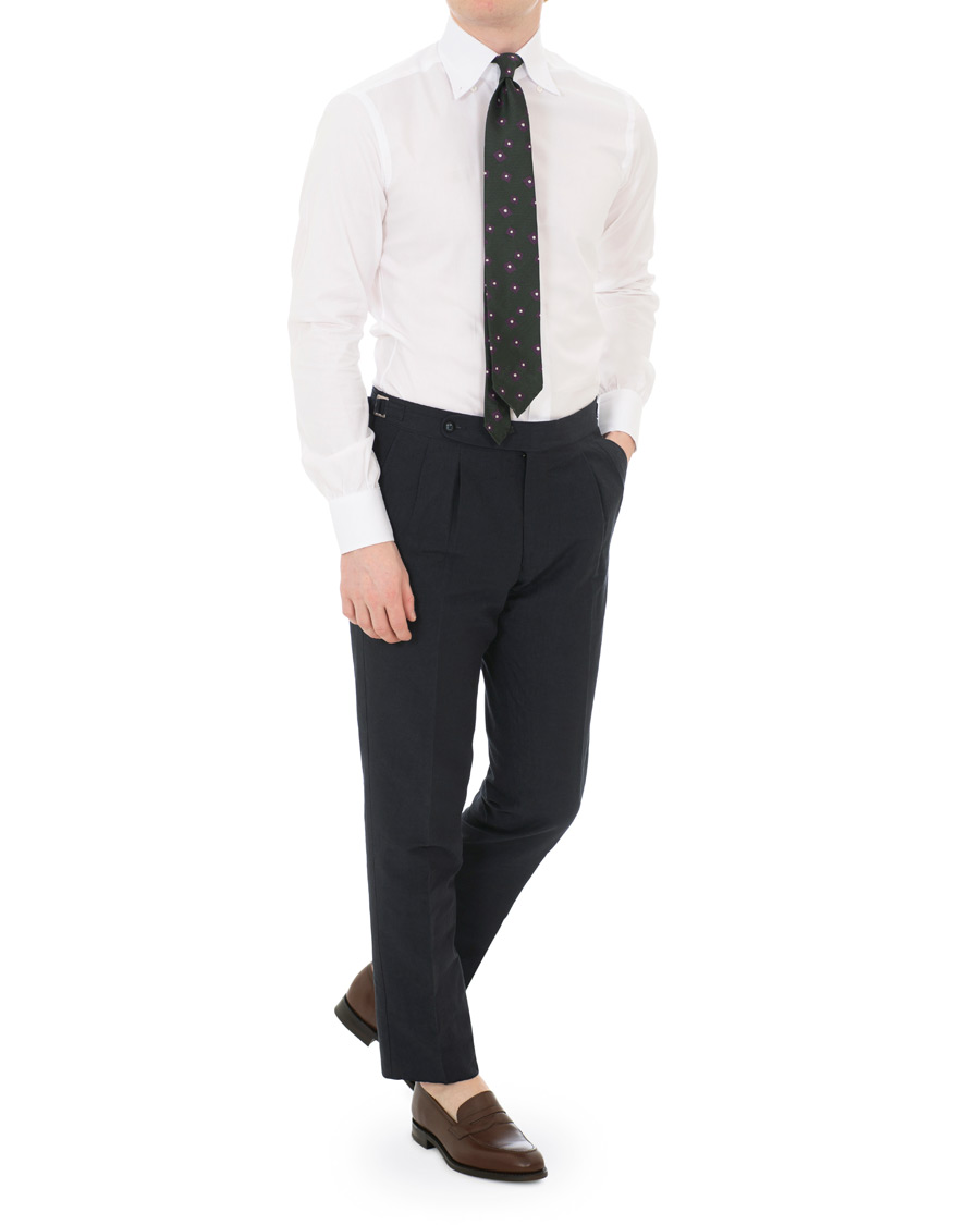 Heren | Overhemden | Berg&Berg | Frithof Handmade Button Down Cotton Shirt White
