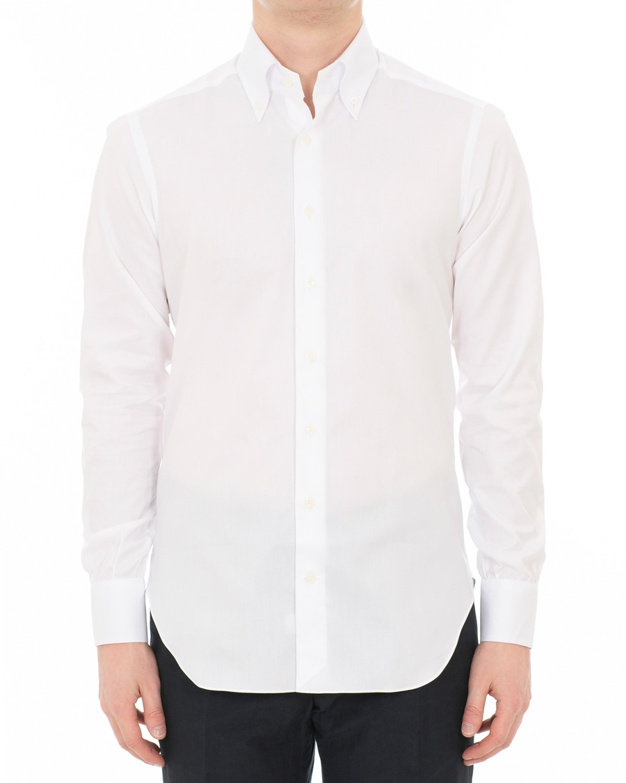 Heren | Overhemden | Berg&Berg | Frithof Handmade Button Down Cotton Shirt White