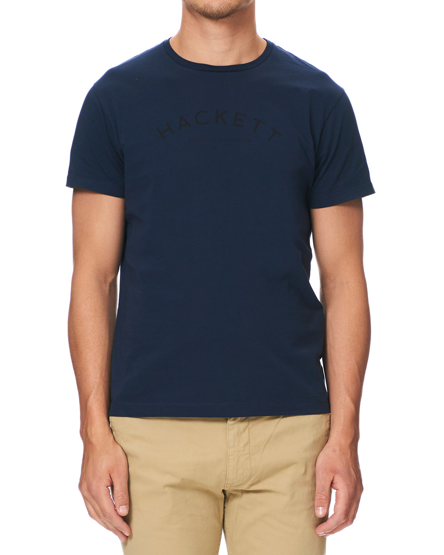 Heren | T-shirts | Hackett | Logo Crew Neck Tee Navy