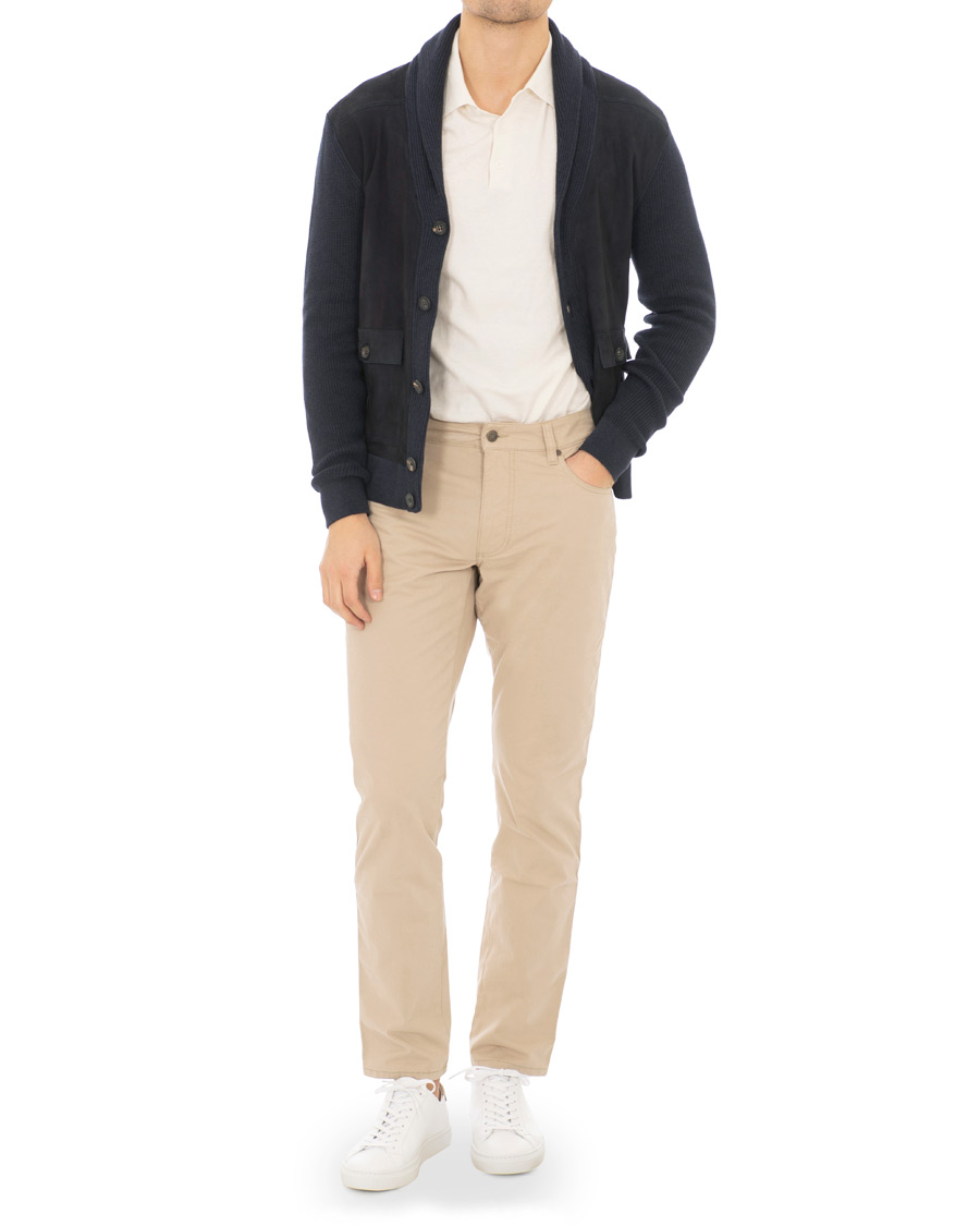 Heren | Truien | Hackett | Mayfair Knitted Suede Cardigan Navy