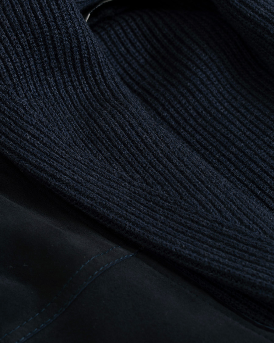 Heren | Truien | Hackett | Mayfair Knitted Suede Cardigan Navy