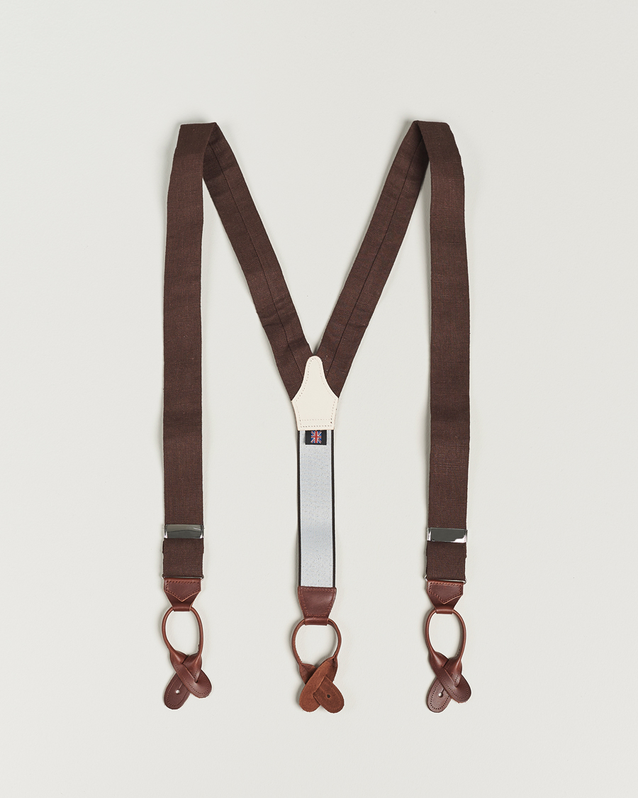Heren | Albert Thurston Linen Braces 38mm Brown | Albert Thurston | Linen Braces 38mm Brown