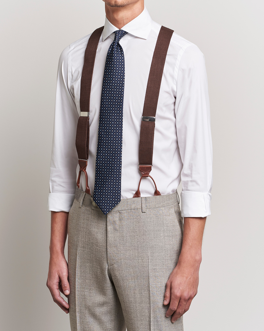Heren | Albert Thurston Linen Braces 38mm Brown | Albert Thurston | Linen Braces 38mm Brown