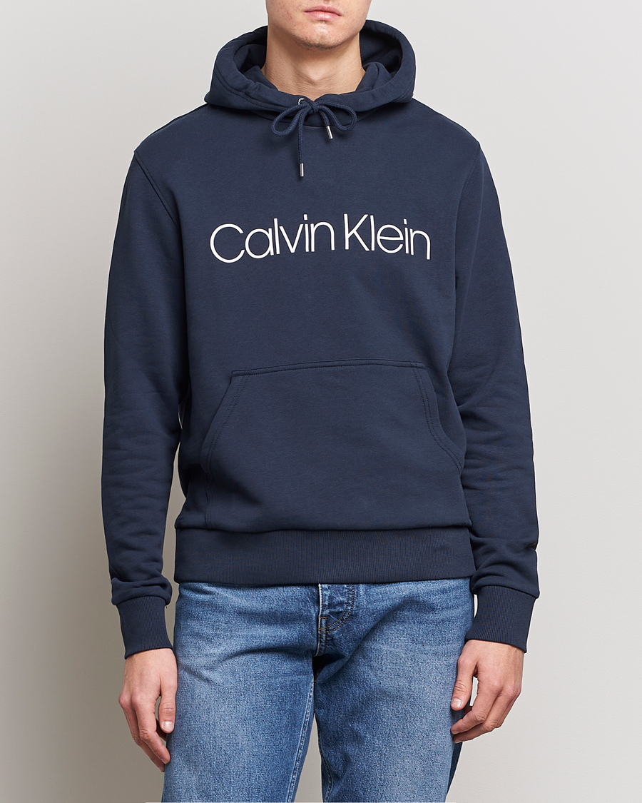 Heren |  | Calvin Klein | Front Logo Hoodie Navy