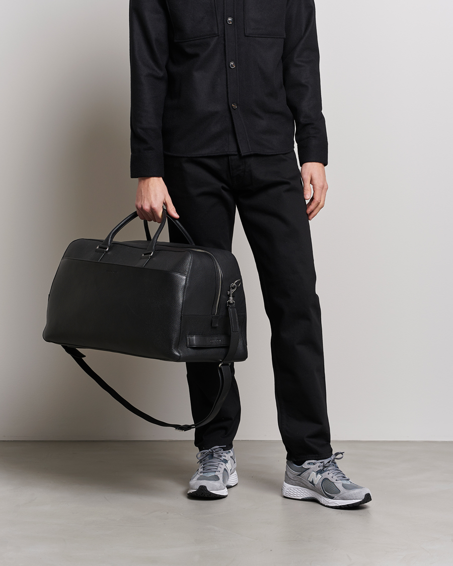 Heren | Business & Beyond | Tiger of Sweden | Brome Grained Leather Weekendbag Black