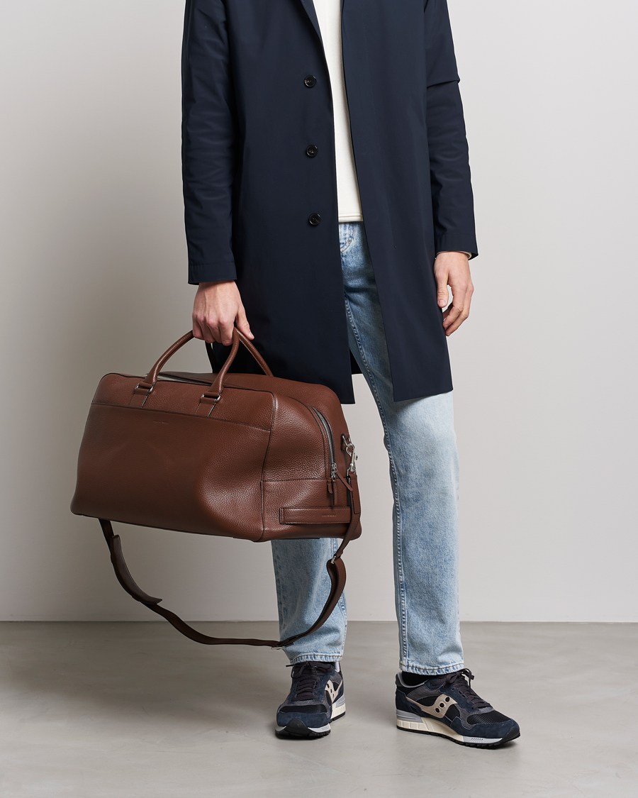 Heren | Business & Beyond | Tiger of Sweden | Brome Grained Leather Weekendbag Brown