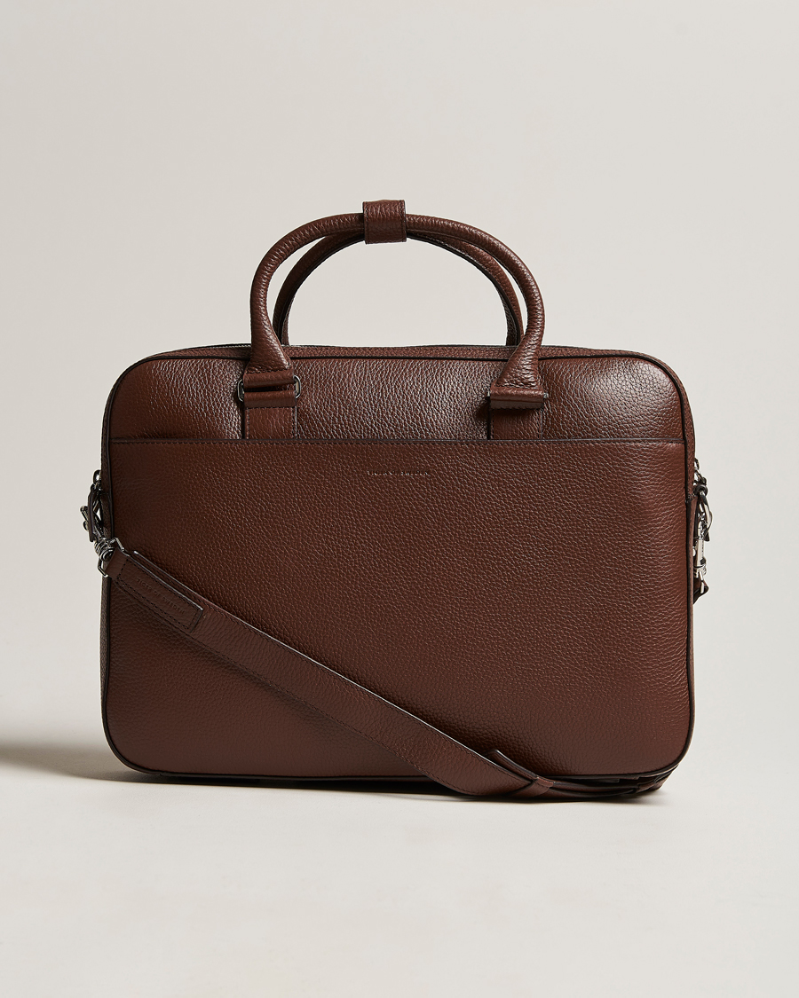 Heren | Tassen | Tiger of Sweden | Burin Grained Leather Briefcase Brown