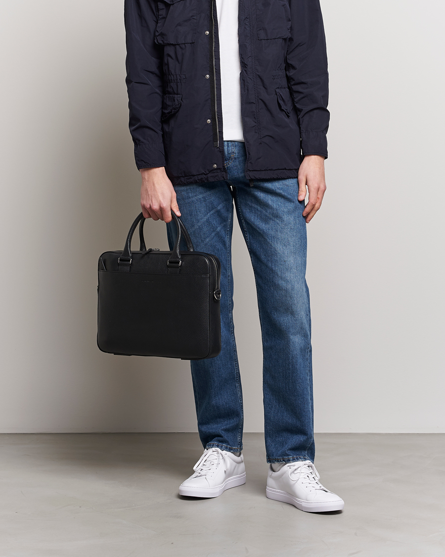 Heren | Tassen | Tiger of Sweden | Bosun Grained Leather Briefcase Black