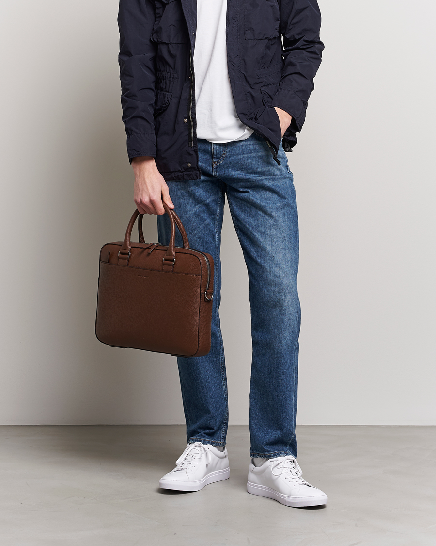 Heren | Tassen | Tiger of Sweden | Bosun Grained Leather Briefcase Brown