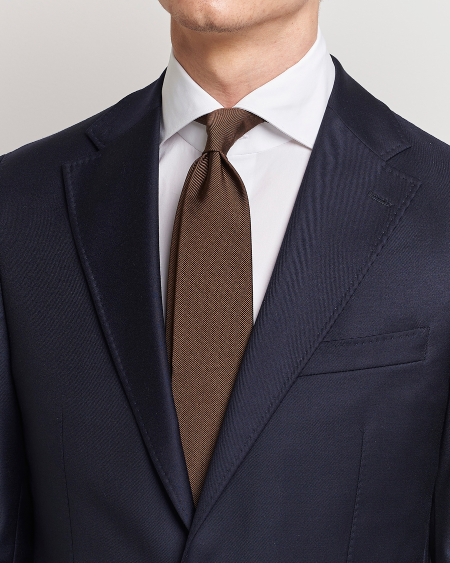 Men | Dark Suit | Amanda Christensen | Plain Classic Tie 8 cm Brown