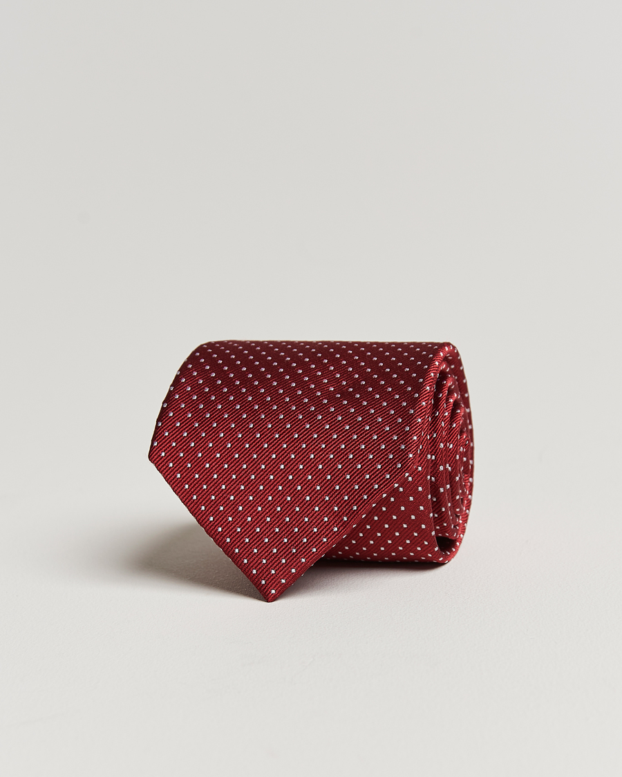 Heren | Stropdassen | Amanda Christensen | Micro Dot Classic Tie 8 cm Wine/White
