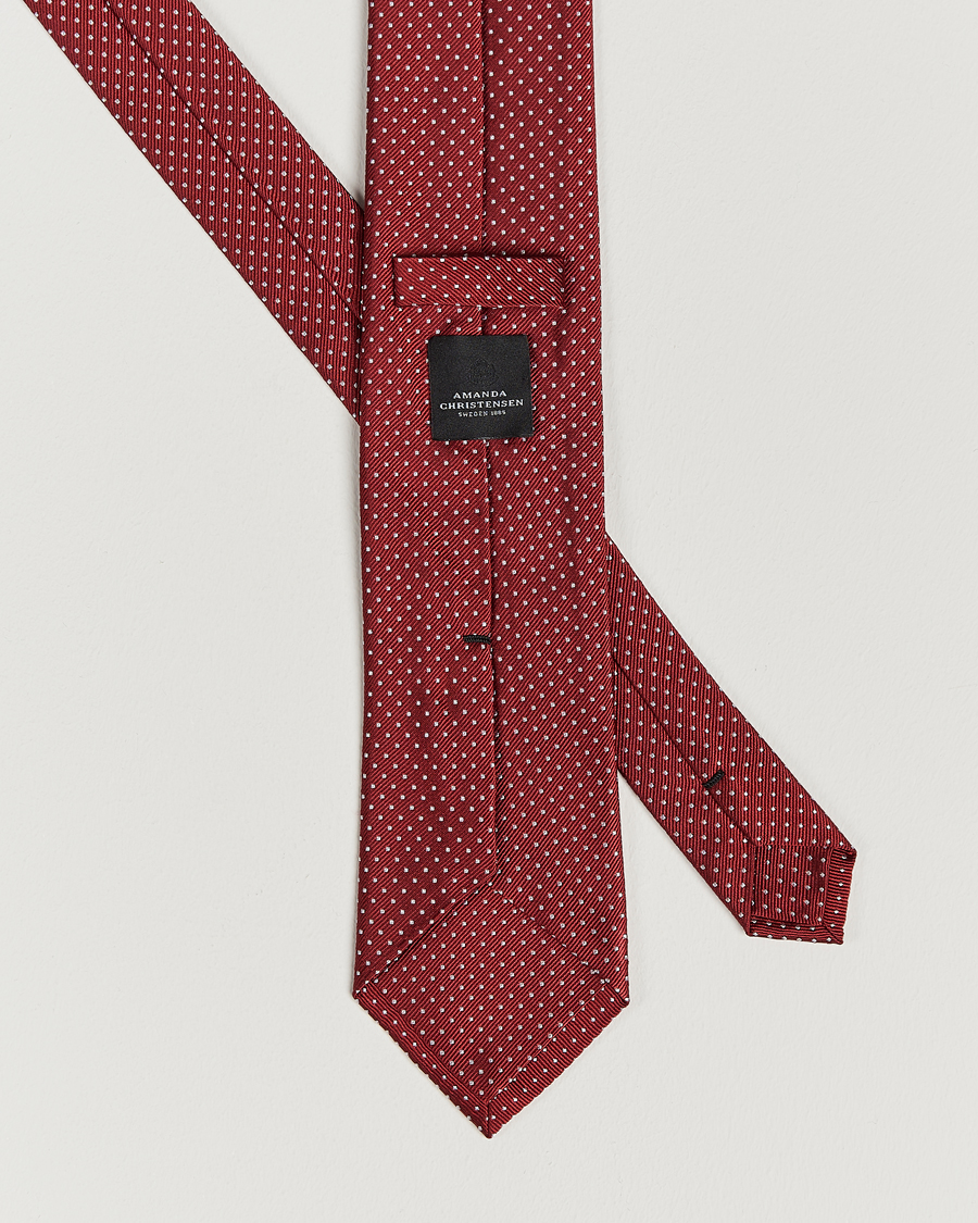 Heren | Stropdassen | Amanda Christensen | Micro Dot Classic Tie 8 cm Wine/White