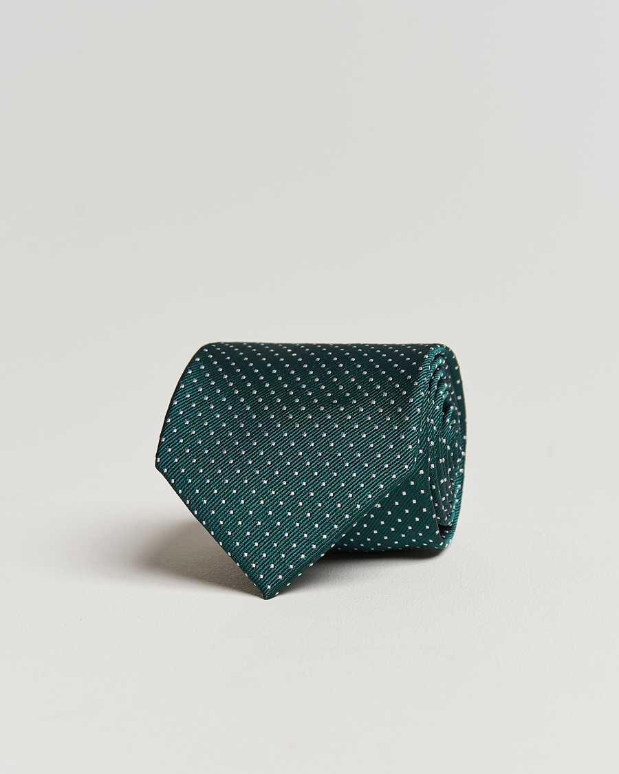 Heren | Stropdassen | Amanda Christensen | Micro Dot Classic Tie 8 cm Green/White