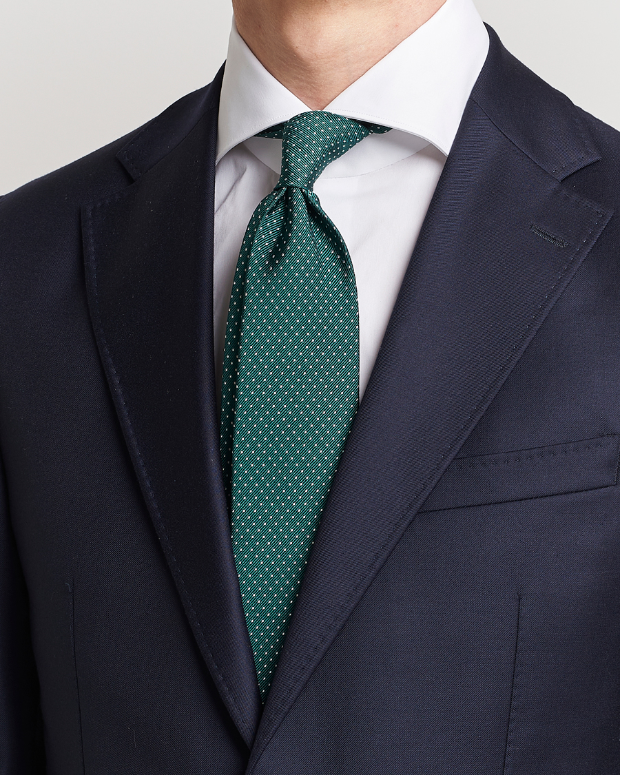Heren | Business casual | Amanda Christensen | Micro Dot Classic Tie 8 cm Green/White
