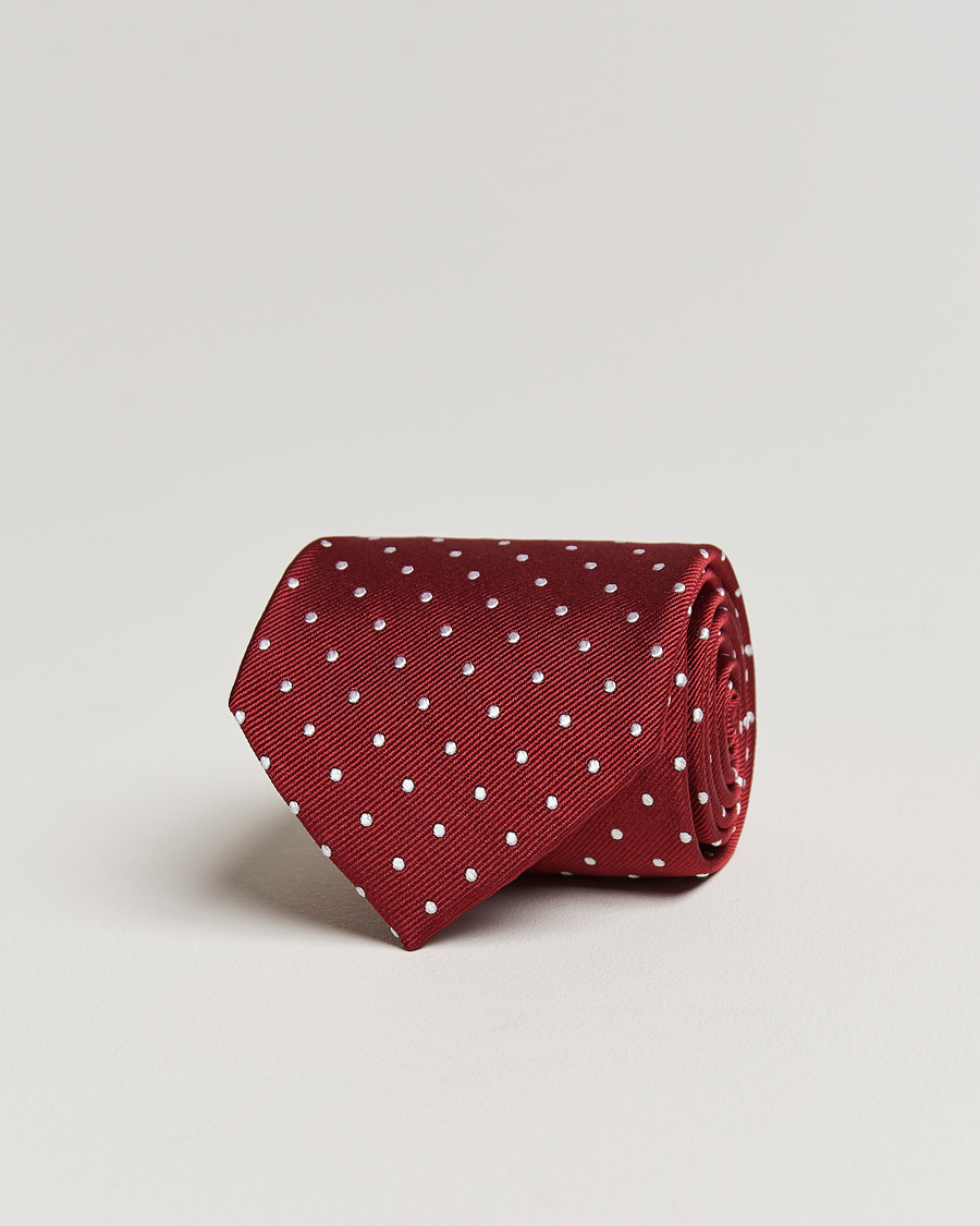 Heren | Stropdassen | Amanda Christensen | Dot Classic Tie 8 cm Wine/White