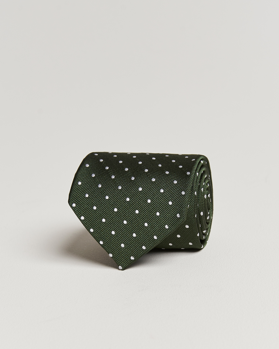 Heren | Stropdassen | Amanda Christensen | Dot Classic Tie 8 cm Green/White
